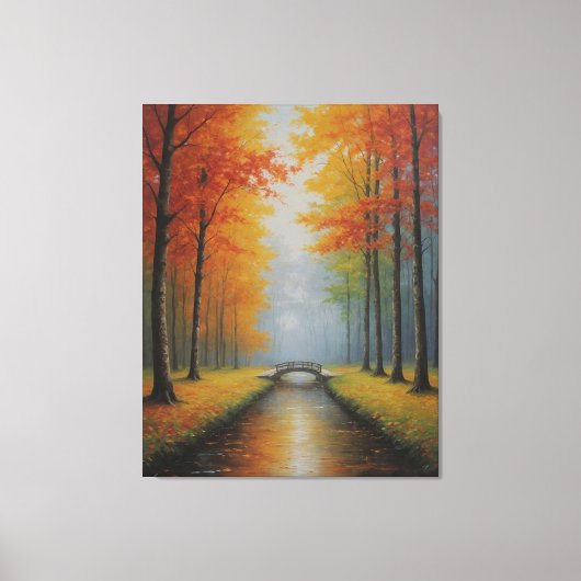 Een brug over een beek met bomen canvas afdruk (Voorkant)
