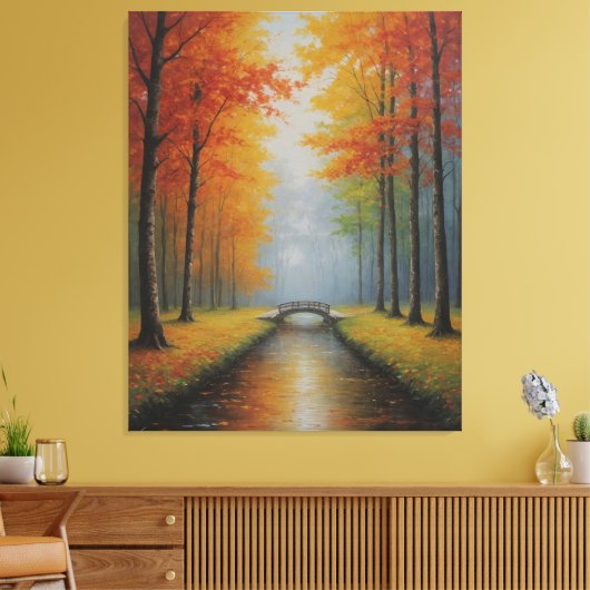 Een brug over een beek met bomen canvas afdruk (Insitu (Woonkamer))