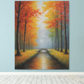 Een brug over een beek met bomen canvas afdruk (Insitu (Houten vloer))