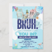 EEN BRUH-tastisch Poolfeest voor de Coolste Kerel Kaart (Voorkant)