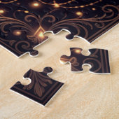 Een bruid- en bruidegomssilhouet in een omhelzing legpuzzel (Zijkant)