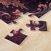 Een bruid- en bruidegomssilhouet in een omhelzing legpuzzel (Zijkant)