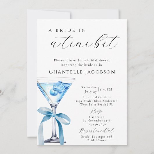 Een bruid in een klein beetje blauw Martini Vrijge Kaart (Voorkant)
