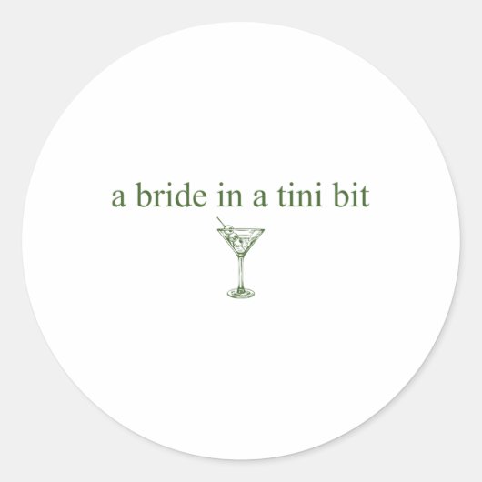Een bruid in een klein beetje bruidstaart Martini  Ronde Sticker (Voorkant)