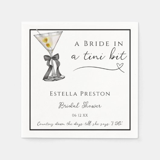 Een Bruid In Een Lichtelijk Vuil Martini Bruidsfee Servet (Voorkant)