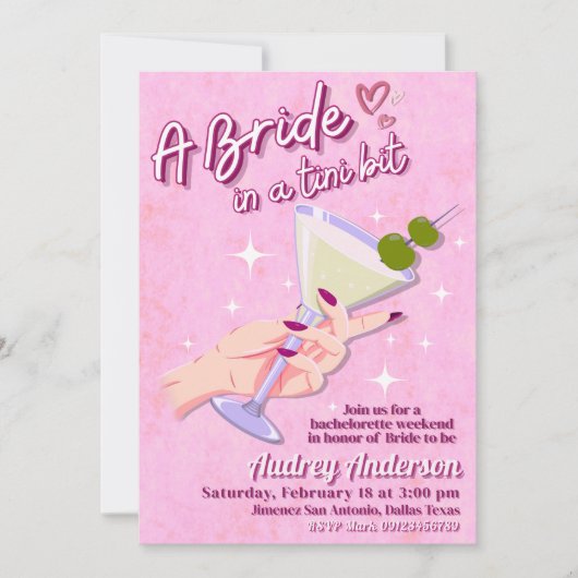 Een bruid in een Tini Beetje Bachelorette Weekend Kaart (Voorkant)