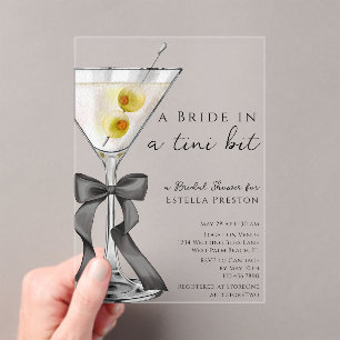 Een Bruid in een Tini Beetje Vies Martini Bruidsfe Acryl Uitnodigingen