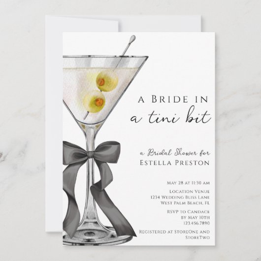 Een bruid in een Tini Bit Dirty Martini Vrijgezell Kaart (Voorkant)