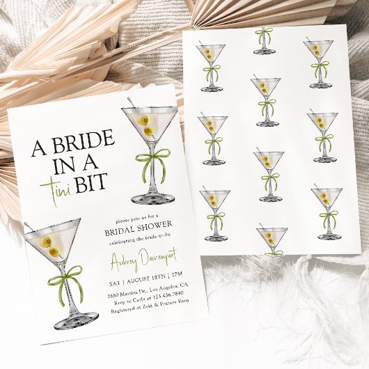 Een bruid in een Tini Bit Dirty Martini Vrijgezell Kaart