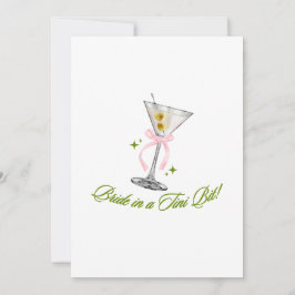 Een Bruid in een Tini Bit Martini Bachelorette Feestdagenkaart