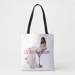 Een Bruid in een Tini Bit – Martini Glas Bruid Tote Bag