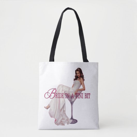 Een Bruid in een Tini Bit – Martini Glas Bruid Tote Bag (Voorkant)