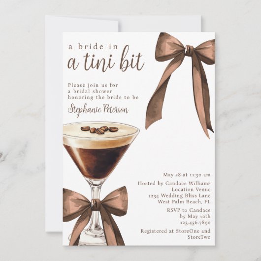 Een bruid in een Tini Bit Martini Vrijgezellenfees Kaart (Voorkant)