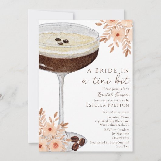 Een bruid in een Tini Bit Martini Vrijgezellenfees Kaart (Voorkant)