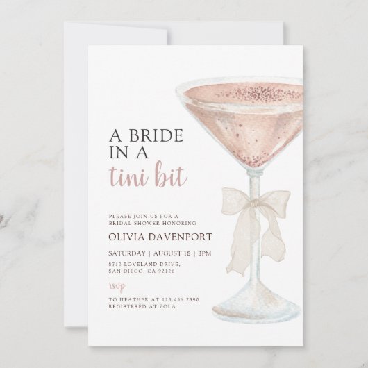 Een bruid in een Tini Bit Martini Vrijgezellenfees Kaart (Voorkant)