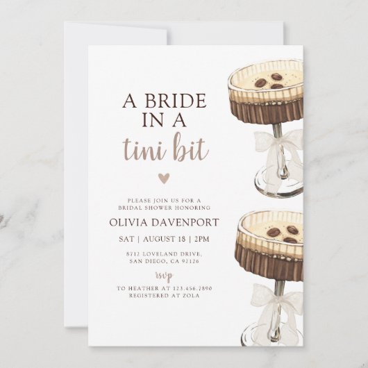 Een bruid in een Tini Bit Martini Vrijgezellenfees Kaart (Voorkant)