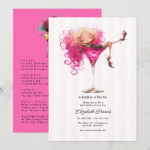 Een Bruid in een Tini Bit Roze Martini Meidenavond