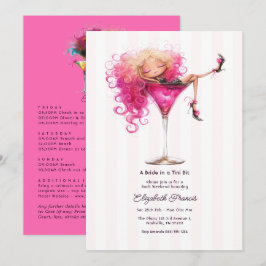 Een Bruid in een Tini Bit Roze Martini Meidenavond Kaart