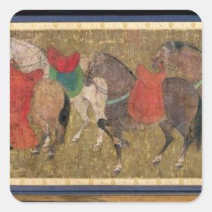 Een bruidegom met paarden vierkante sticker