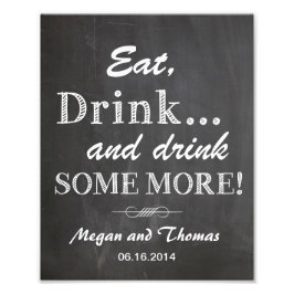 Een bruiloft-bord met een Chalkboard-stijl, grappi Foto Afdruk