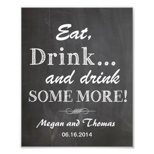 Een bruiloft-bord met een Chalkboard-stijl, grappi Foto Afdruk (Voorkant)