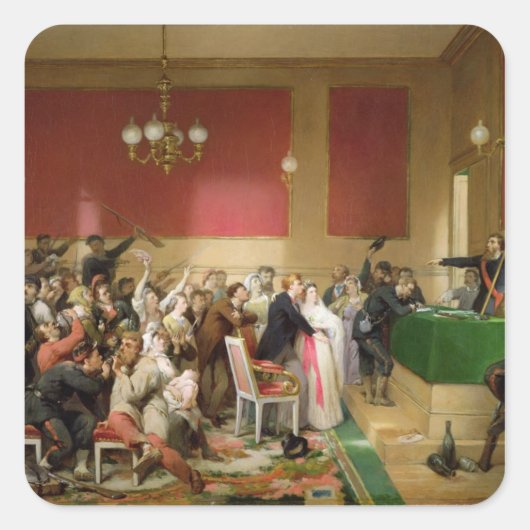 Een bruiloft in de gemeente Parijs van 1871 Vierkante Sticker (Voorkant)