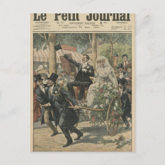Een bruiloft op een handkar briefkaart (Voorkant)