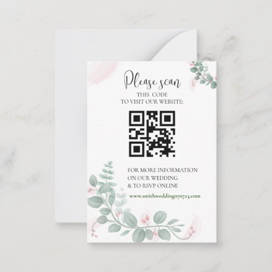 Een bruiloft RSVP met QR Code Enclosure Kaart Notitiekaartje (Voorkant)