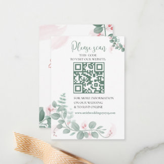 Een bruiloft RSVP met QR Code Enclosure Kaart Notitiekaartje