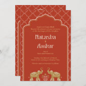 Een bruiloft uitnodiging gemengd met Indiase tradi (Voorkant / Achterkant)
