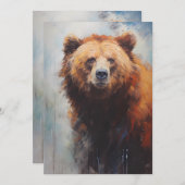 Een bruin Beer in het Wilde Portret Feestdagenkaart (Voorkant / Achterkant)