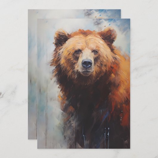 Een bruin Beer in het Wilde Portret Feestdagenkaart (Voorkant / Achterkant)