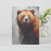 Een bruin Beer in het Wilde Portret Feestdagenkaart (Staand voorkant)