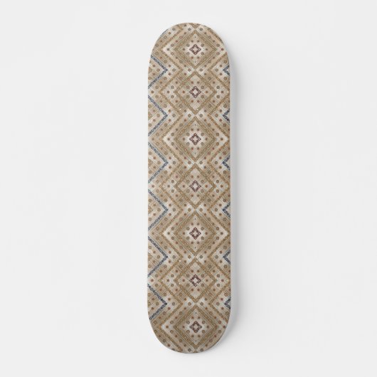 Een bruin en blauw patroon op een witte achtergron persoonlijk skateboard (Voorkant)
