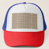 Een bruin en blauw patroon op een witte achtergron trucker pet (Voorkant)