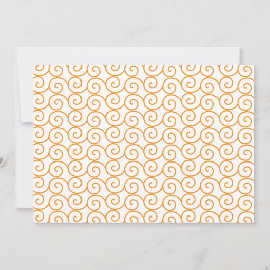 Een bruin en oranje tapijt met een herhalend motie bedankkaart (Achterkant)