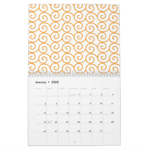Een bruin en oranje tapijt met een herhalend motie kalender