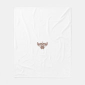 Een bruin en wit bloemontwerp op een zwarte achter fleece deken (Voorkant)