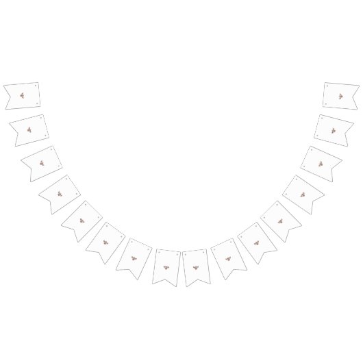 Een bruin en wit bloemontwerp op een zwarte achter vlaggetjes (Alle)