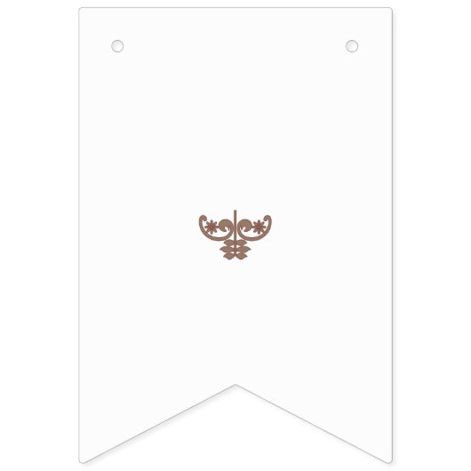 Een bruin en wit bloemontwerp op een zwarte achter vlaggetjes (Tweede vlag)