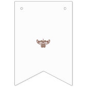 Een bruin en wit bloemontwerp op een zwarte achter vlaggetjes (Derde vlag)