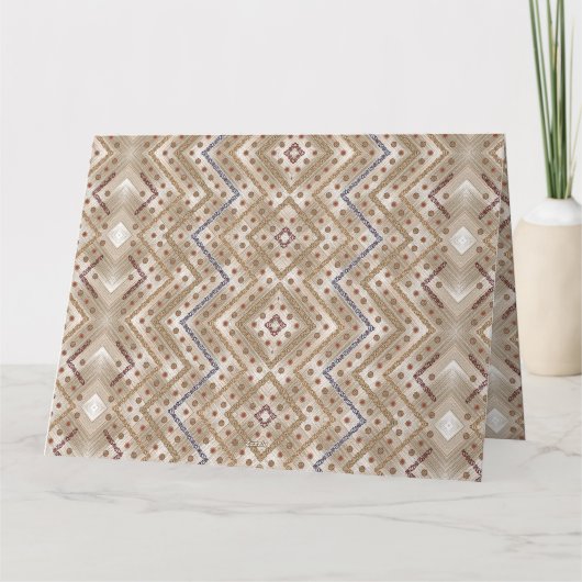 Een bruin tapijt met een symmetrische ontwerpfunct kaart (Achterkant)