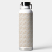 Een bruine achtergrond met een patroon van cirkels waterfles (Achterkant)