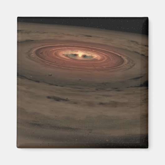 Een bruine dwerg omringd door een draaiende schijf magneet (Voorkant)