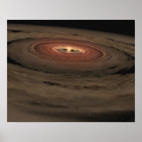 Een bruine dwerg omringd door een draaiende schijf