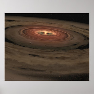 Een bruine dwerg omringd door een draaiende schijf poster