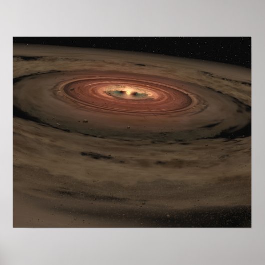 Een bruine dwerg omringd door een draaiende schijf poster (Voorkant)