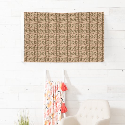 Een bruine en beige achtergrond met een golvend on spandoek (Insitu)