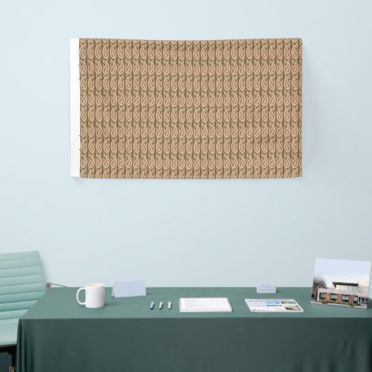 Een bruine en beige achtergrond met een golvend on spandoek (Beurs)