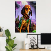 Een bruine hond in het bos | AI Art Poster (Thuiskantoor)